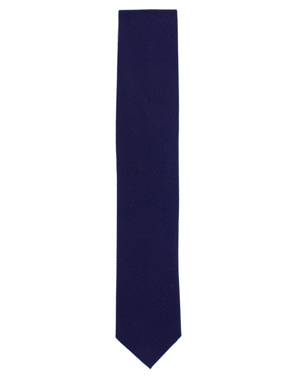 Textured Navy Silk Tie